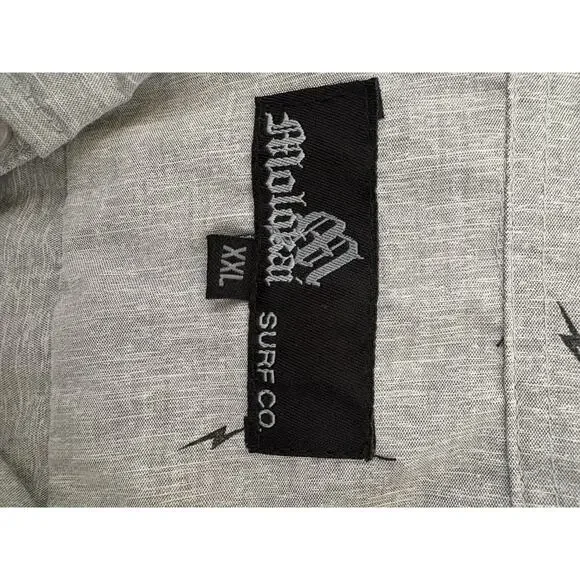 Molokai Surf Co. Men's Short Sleeve Button Down Shirt XXL Lightning Grey - Picture 2 of 5